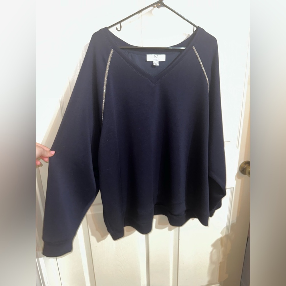 Magaschoni Deep Blue V-Neck Top
